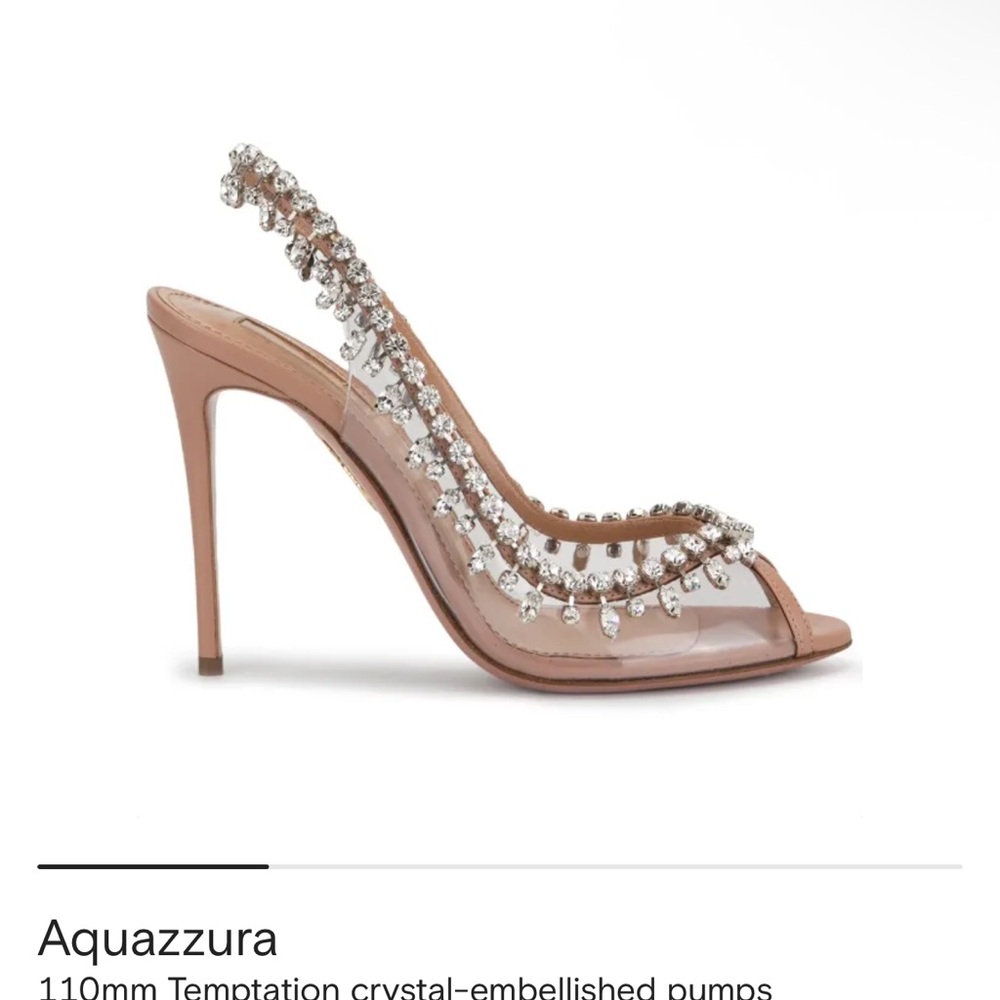 Aquazzura Tan Crystal Embellished Heels